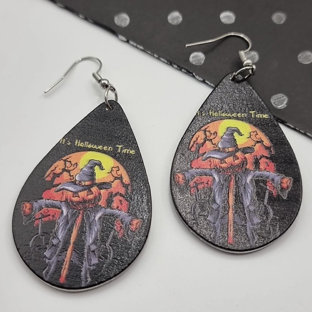 JACK-O-LANTERN SCARECROW cute fun whimsical Halloween earrings